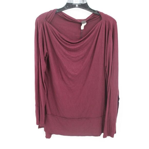 Free People Luna Top M Dark Berry Maroon Off Shoulder Side Slits - Picture 1 of 7